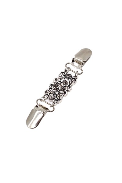 Choice Silver Retro Cardigan Clips Fasteners Flower Pattern Back Cinch Clips ...