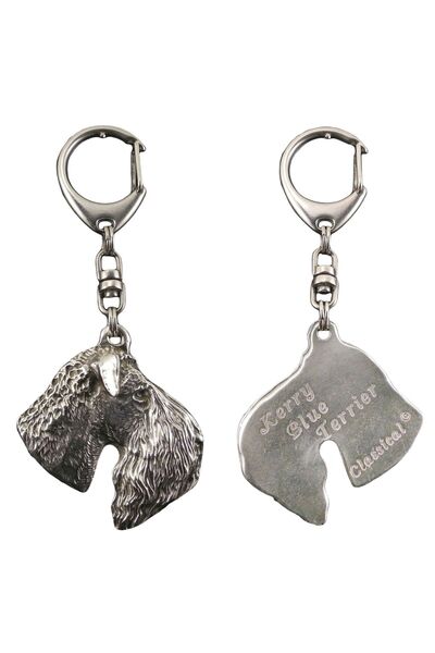 Art - Dog Kerry Blue Terrier, Irish Blue Terrier - Breloc placat cu argint cu...