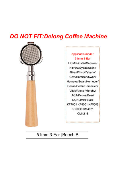 Choice8 51mm 3Ear Beech-B 51mm Coffee Bottomless Portafilter With Filter Bask...