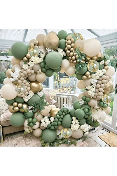 Choice Balloon kit 8145 green gold 226PCS Sage Green & White Sand Balloon Arc...