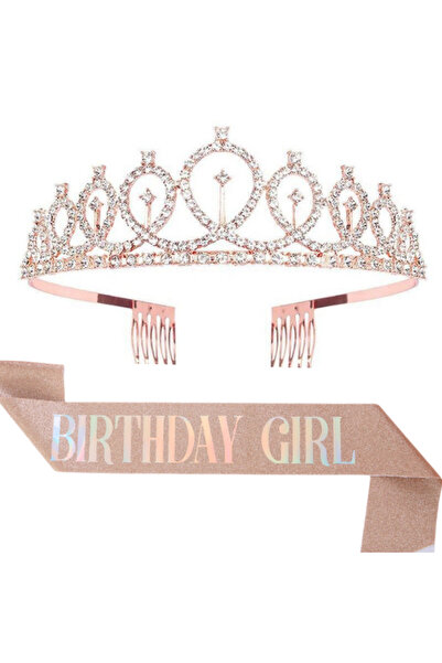 Choice rose gold-AB Birthday Tiara Crown Sash Birthday Girl Women Girls Party...