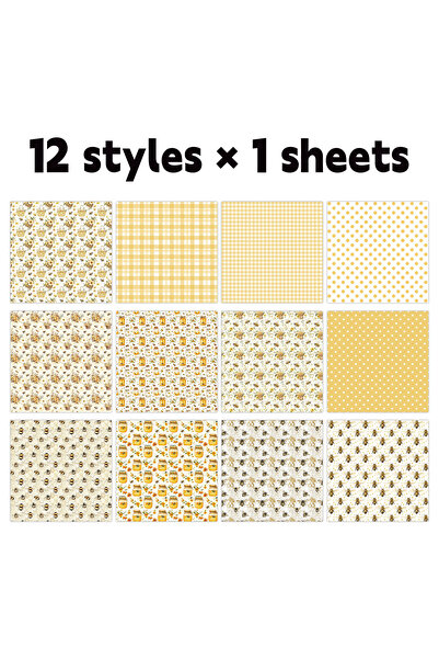 Choice 12pcs 12pcs Yellow Bee-Themed Decorative Paper,For Card And Invitation...
