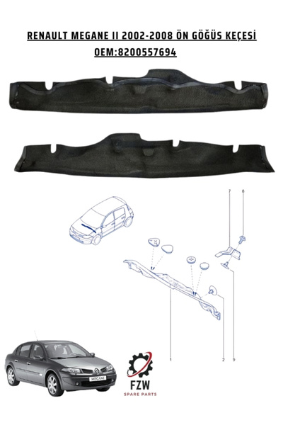 FZW RENAULT MEGANE II MOTOR ÖN ÜST GÖĞÜS KEÇESİ (8200499530)(8200557694)