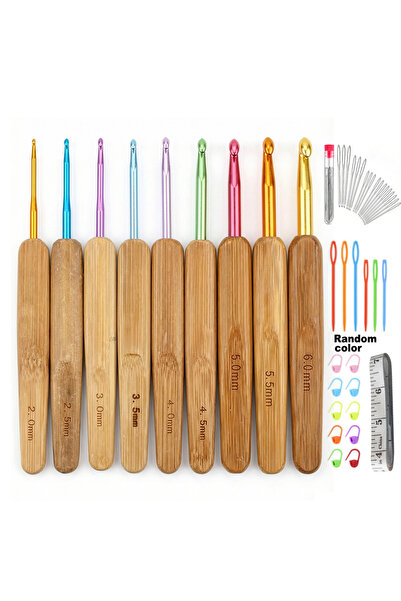 Choice5 9Pcs with accories Bamboo Crochet Hooks Set Lace Crochet Needles 2.0m...