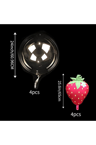 Choice others Laser 8pcs Transparent Bobo Ball with Red Strawberry Aluminum F...