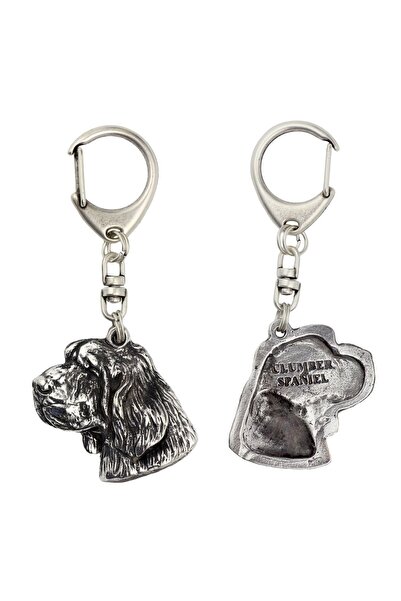 Art - Dog Clumber Spaniel I - Silver-plated key ring with dog, handbag decora...