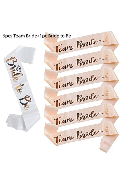 Choice 1 bridex6 team bride 1Set Rose Gold Team Bride To Be Satin Sash Bachel...