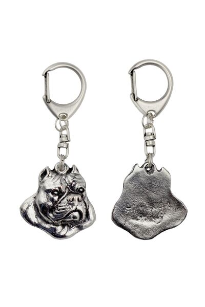 Art - Dog American Bully - Breloc placat cu argint cu câine, decorațiune pent...