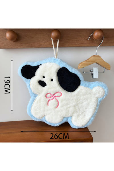 Choice Blue Soft and Cute Puppy Hand Towel Hanging Type Absorbent Quick Dryin...