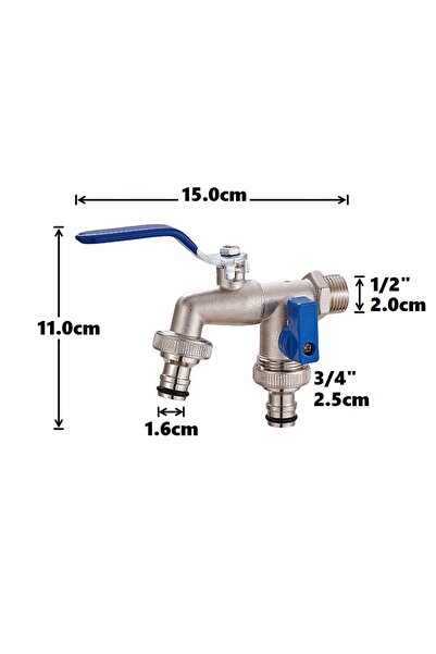 Choice1 Blue double head 1/2'' Zinc Alloy Outdoor Faucet Water Splitter Water...