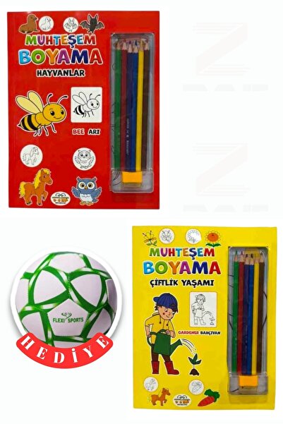 Parıltı Yayınları Fabulous Coloring-Animals-Farm Life-2 Book Set-Football Bal...