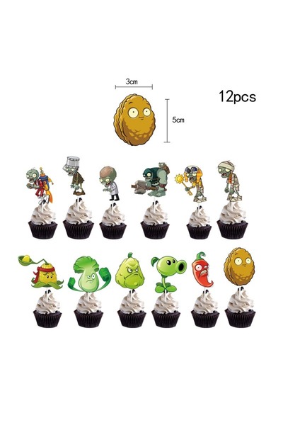 choice2 12pc cake toppers Plants Vs Zombies Kids Happy Birthday Party Decorat...