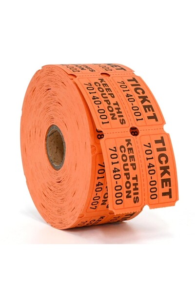 Choice4 1000pcs Orange 1000pcs Colorful Tearable Raffle Tickets Double Rolls ...