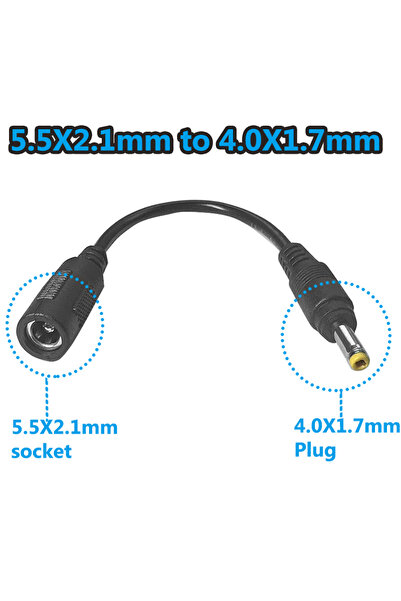 Choice 5 قطع محول قابس تيار مستمر من 5.5×2.1 إلى 4.0×1.7 ملم، محول حجم قابس ت...