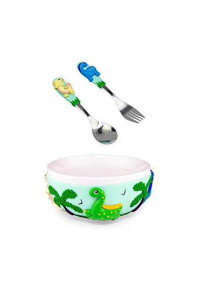 Yoobirim Box Set Bol Ceramică și 2 Tacâmuri Personalizat Dinozauri, Decorate ...