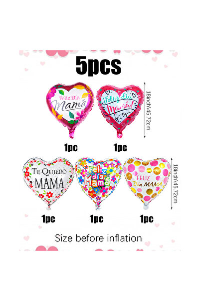 Choice1 18inch 5pcs 5/10pcs Spanish Mother's Day Happy Heart Balloons,Mother'...