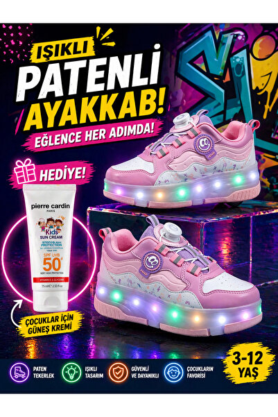 VELLİNE Işıklı Spor Ayakkabı Patenli 4 Tekerlekli Dönüşümlü Çocuk Ayakkabısı ...