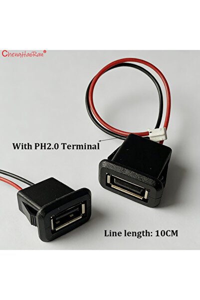 Choice5 مقبس USB أنثى أسود 2.0 من النوع A مع سلك، منفذ شحن أنثى مقاوم للماء 2.0