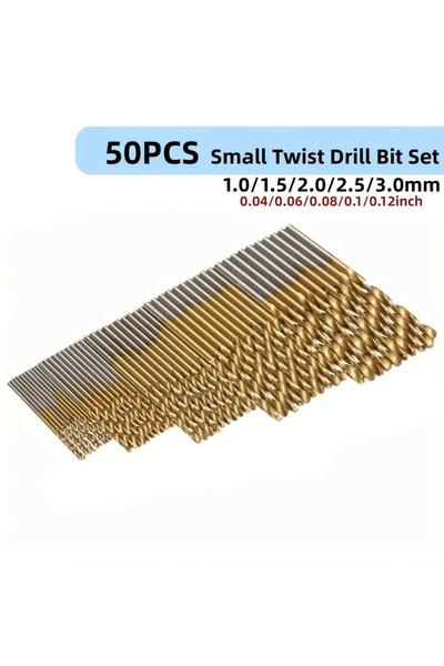 Choice 50pcs 50pc Titanium Plated Twist Drill Set 1-3mm Small Drill Bit Elect...