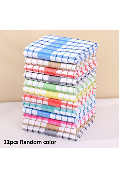 Choice 12pcs 6pcs/12pcs Modern Printed Checkered Dish Towels, Scouring Pads, ...