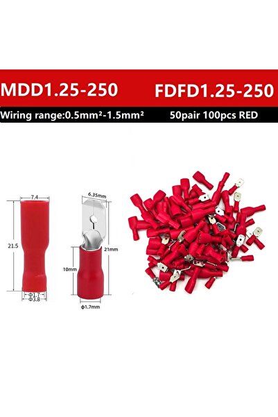 Choice1 50pair 100pcs RED 100pcs 50pairs Female Male Electrical Wiring Connec...