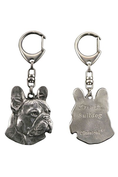 Art - Dog French Bulldog - Silver-plated key ring with dog, handbag decoratio...