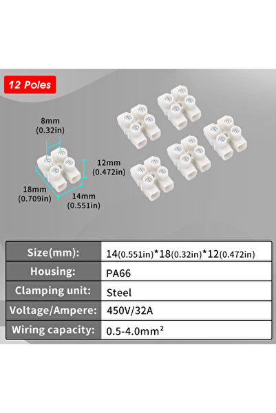 Choice1 10 Sets 12P-2Px6 1/5/10Sets Screw Type Quick Connect Terminal 450V 32...