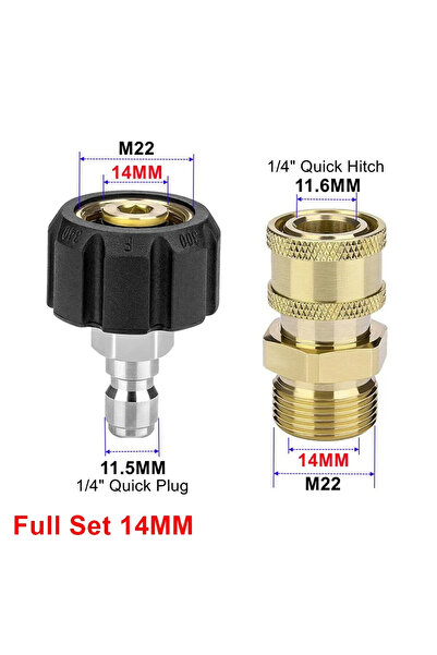 Choice M22-14MM Pressure Washer Adapter Set M22-14mm/15mm to 1/4", Quick Rele...