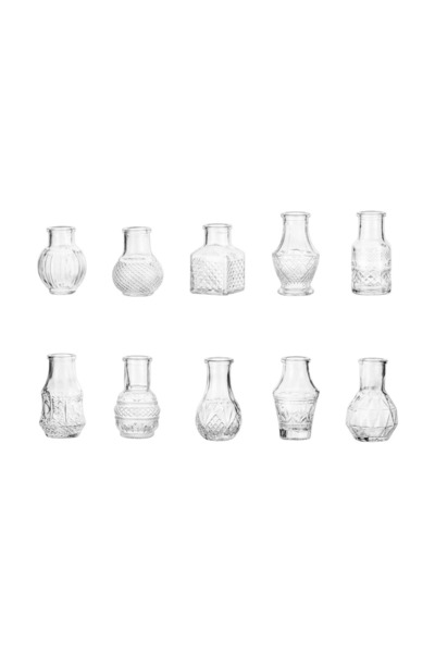 Choice 10PCS-SET 10PCS/SET Retro Relief Mini Glass Vase Crystal Clear Europea...