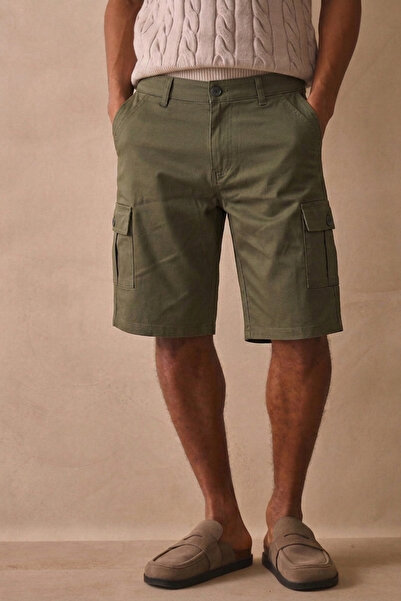COOL TARZ Ανδρικό σορτς χακί τύπου cargo – Μοντέρνο κομψό σορτς με πολλές τσέ...