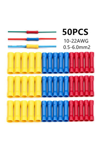 Choice 50pcs Assorted Insulated Crimp Terminals Electrical Wire Cable Butt Co...