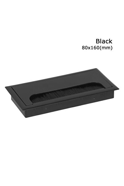 Choice غطاء فتحة بلاستيكي أسود مقاس 80x160 مم مع حامل كابل أسود مستطيل الشكل ...
