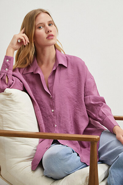 Never more Βασικό Πουκάμισο Modal Δαμασκηνί