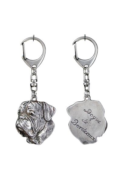 Art - Dog Dogue de Bordeaux, French Mastiff - Silver-plated key ring with dog...