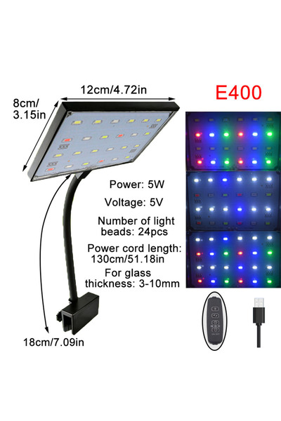 Choice E400 Aquarium Fish Tank Full Spectrum LED Light With Cycle Timing 3-Co...