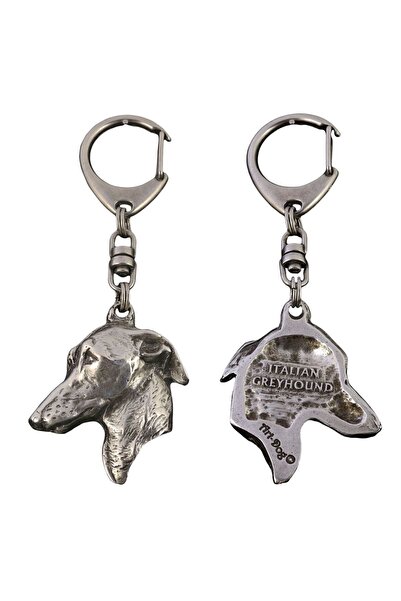 Art - Dog Italian Greyhound - Silver-plated key ring with dog, handbag decora...