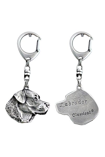 Art - Dog Labrador Retriever - Breloc placat cu argint cu câine, decorațiune ...