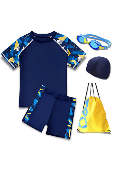 Oceanic Sip OCEANIC 5PCS Boys Summer Swimsuit Set, Drawstring Bag, Anti-Fog N...