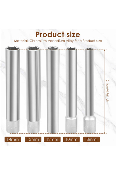 Choice1 Hexagon 5Pcs 3/8inch Extra Deep Impact Socket Set Chromium Vanadium A...