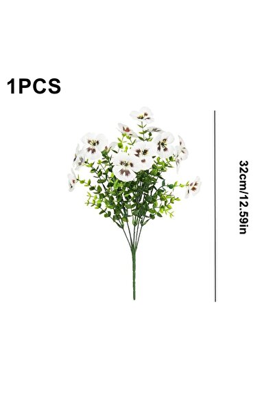 Choice 1 PC WHITE Artificial Flowers Silk Pansy Outdoor Garden Wedding Bridal...