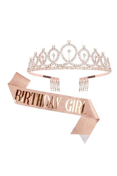 Choice4 rose gold Birthday Tiara Crown Sash Birthday Girl Women Girls Party D...