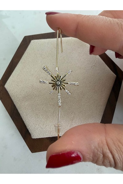 My Joyas Design 14K Altın Kaplama Tasarım Yıldız Baston Küpe