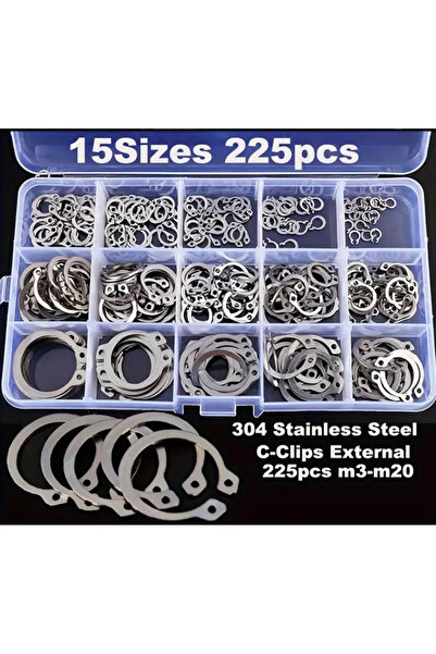 Choice 225Pcs 225Pcs C Type External Retaining Ring Kit M3-M20 304 Stainless ...
