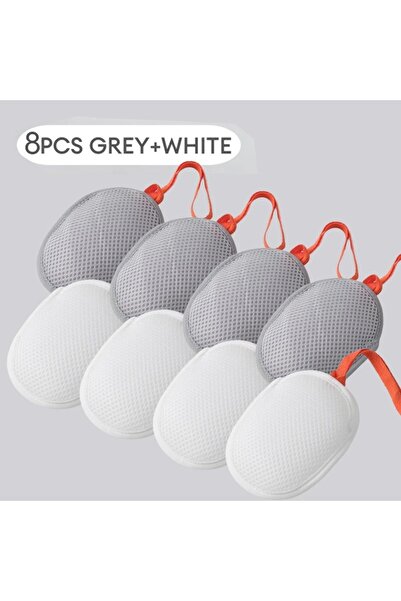 Choice4 8 قطع - أبيض ورمادي، 1-8 قطع، أكياس صابون رغوي جديدة، شبكة تدليك وتقش...