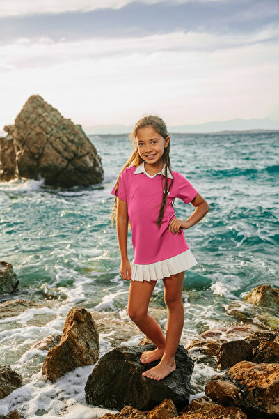 Minipodyum Κοριτσίστικο μαγιό με λεπτομέρεια στο γιακά και σορτς