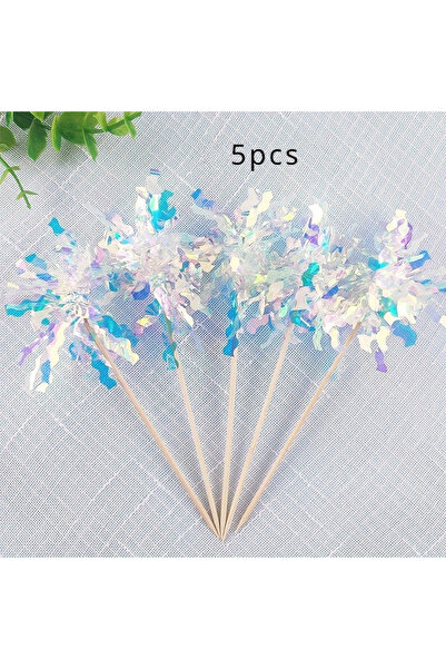 Choice 5pcs white Five Pieces of Dazzling Rain Cake Plug-in Birthday Dress Up...