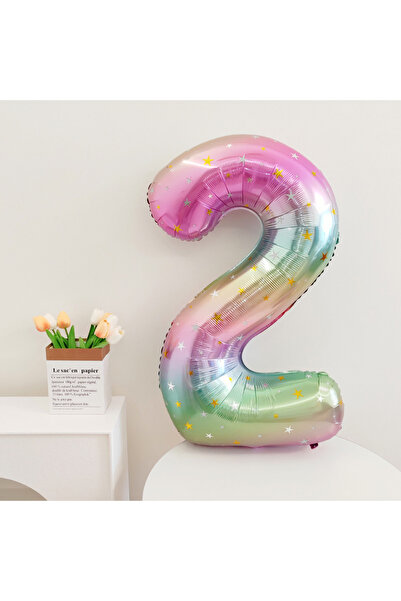 Choice9 40inch number 2 40inch Star Sky Gradient Digital Foil Balloon Rainbow...