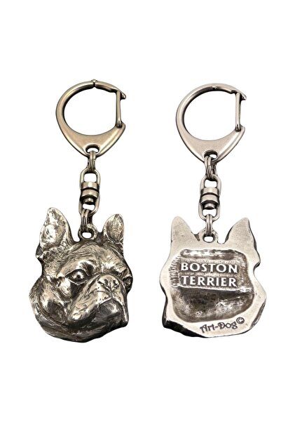 Art - Dog Boston Terrier - Breloc placat cu argint cu câine, decorațiune pent...
