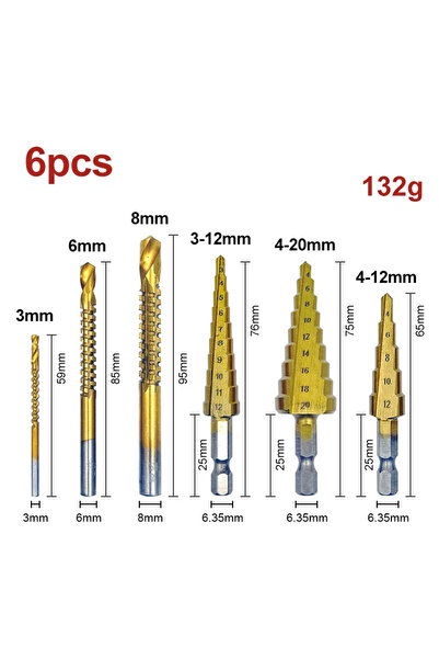 Choice 6 Pieces Set No Box Serrated ladder drill bit with cobalt metal drilli...