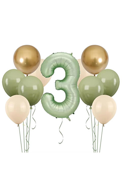 Choice5 Other 3 11pcs 32 Inch Sage Green Number Balloons Set Sand White Avoca...
